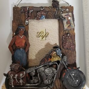 Harley picture frame with woman biker